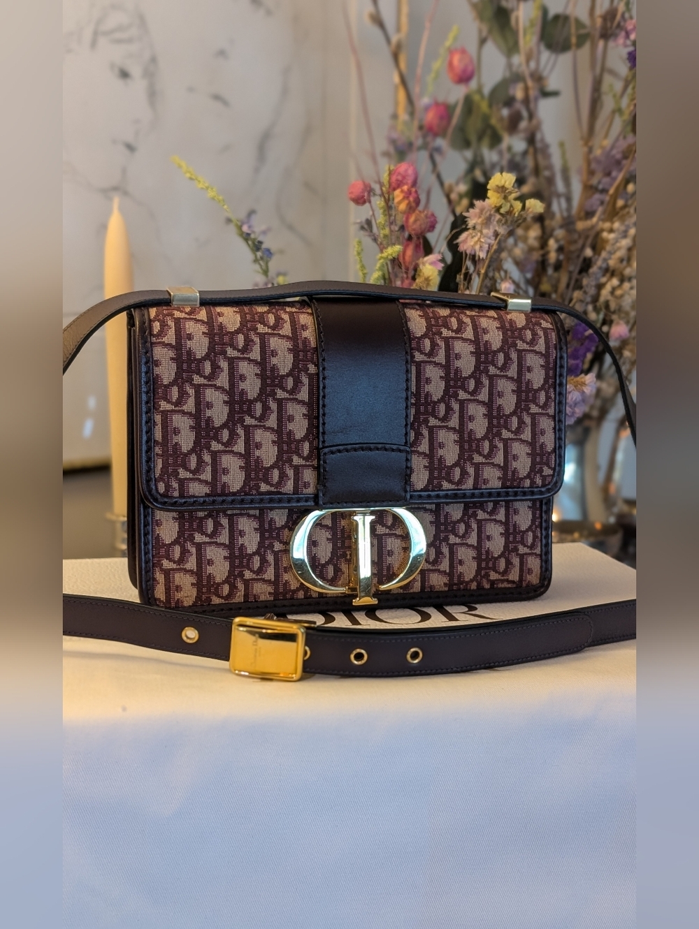 Christian‎ Dior Burgundy Oblique 30 Montaigne Bag